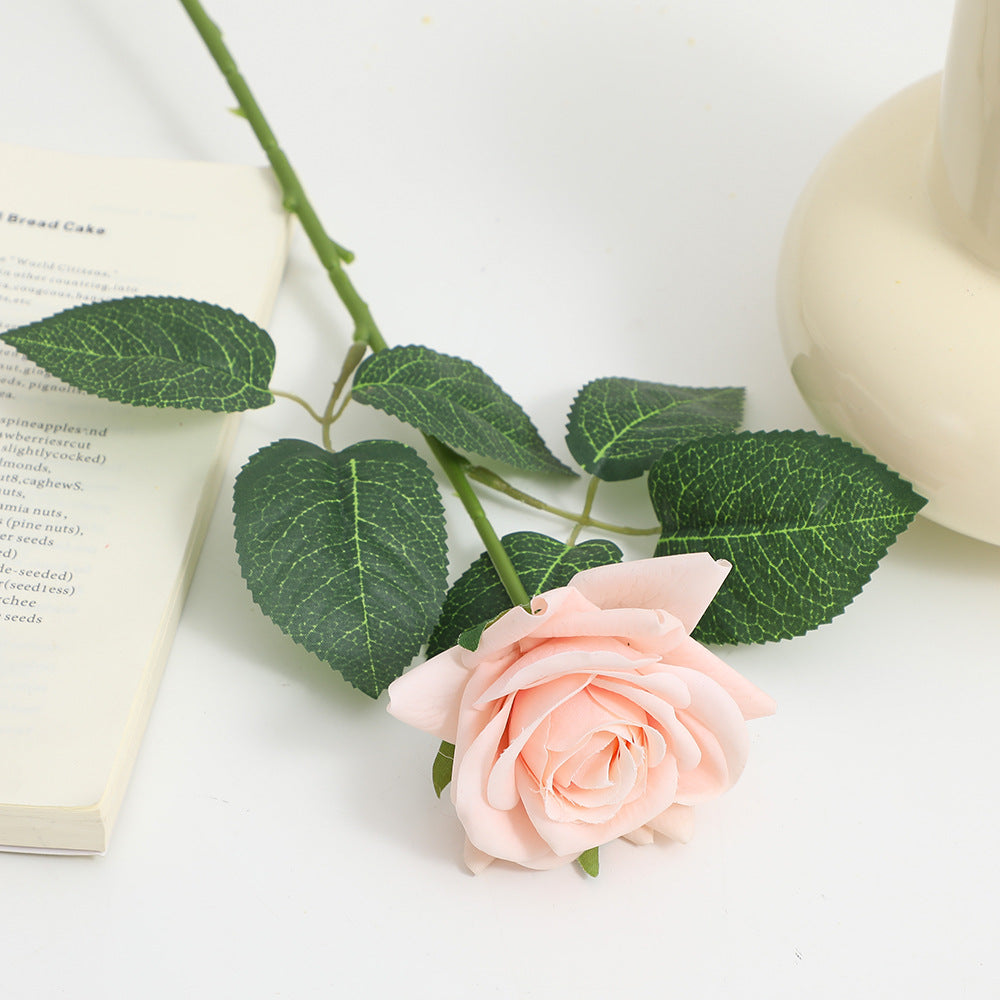 Artificial Silk Rose with Leaves | Kelmera