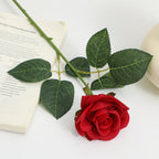 Artificial Silk Rose with Leaves | Kelmera