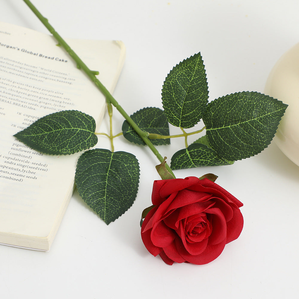 Artificial Silk Rose with Leaves | Kelmera
