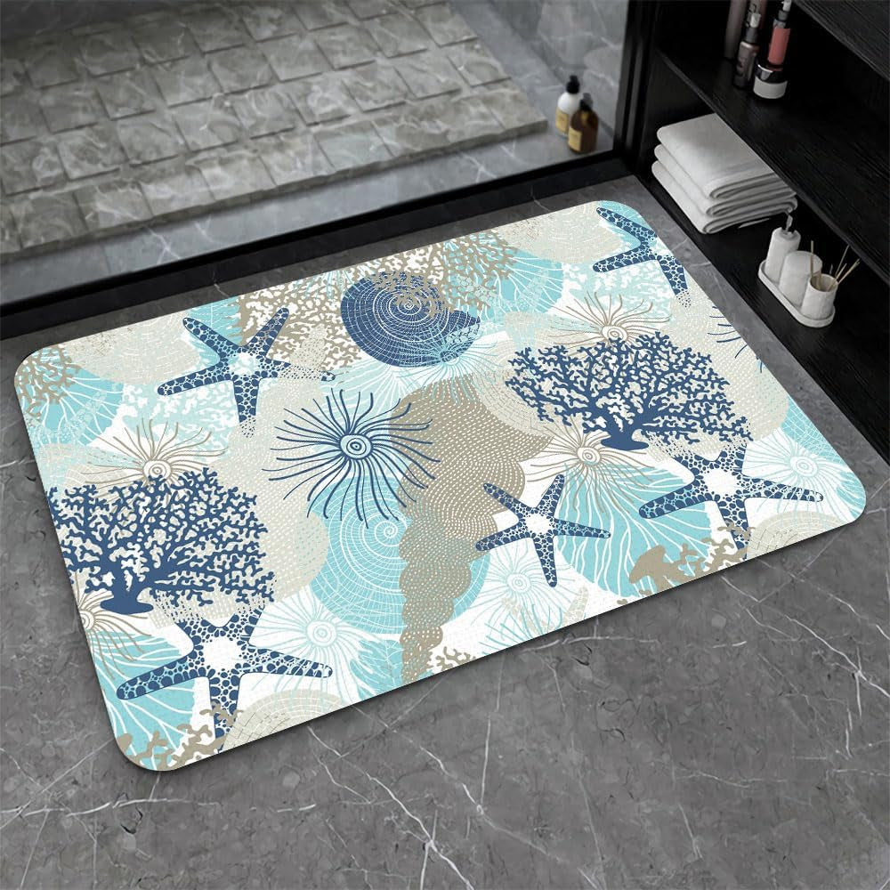 Artistic Abstract Marble Design Bath Mat | Kelmera