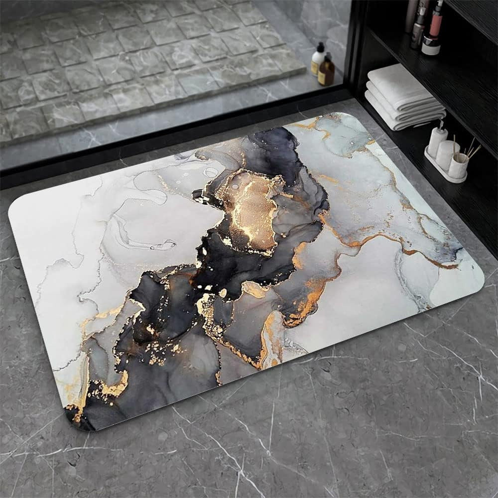 Artistic Abstract Marble Design Bath Mat | Kelmera