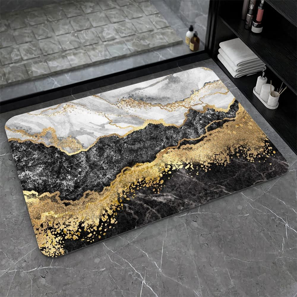 Artistic Abstract Marble Design Bath Mat | Kelmera