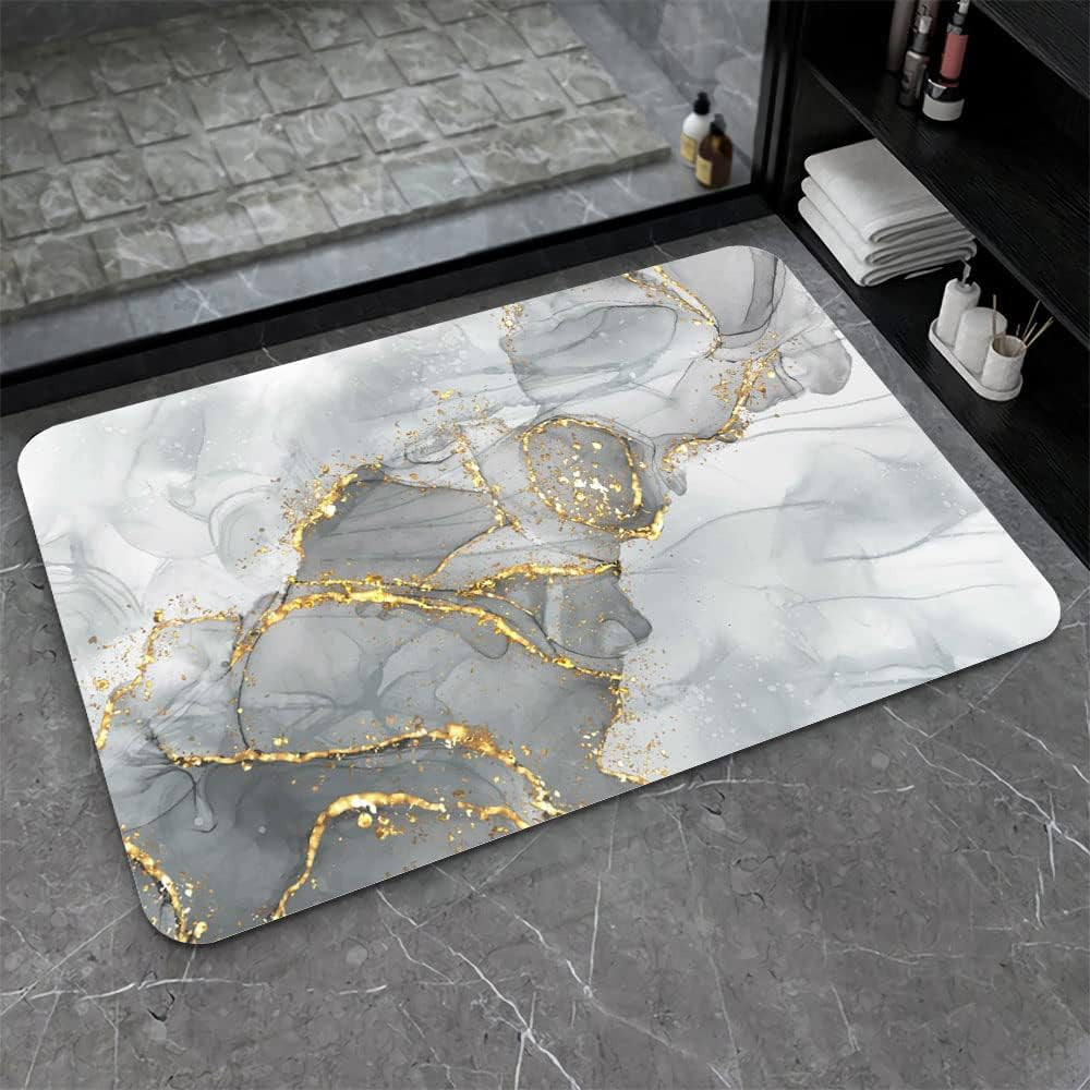 Artistic Abstract Marble Design Bath Mat | Kelmera