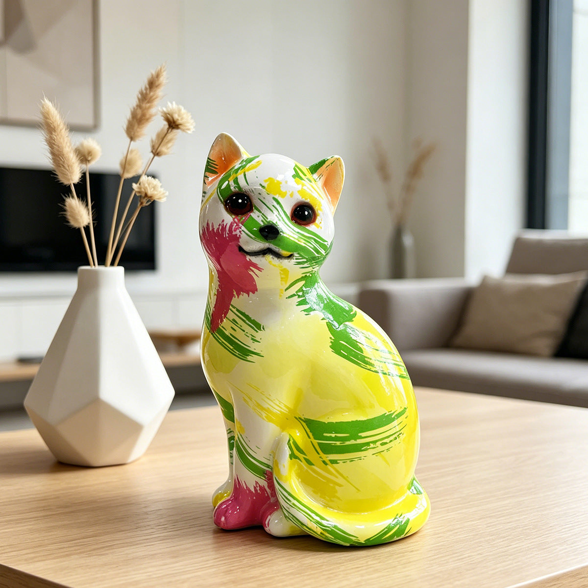 Artistic Cat Figurine in Vibrant Design | Kelmera