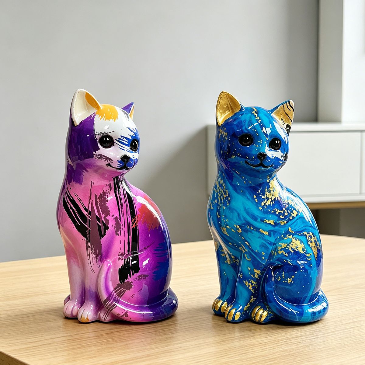 Artistic Cat Figurine in Vibrant Design | Kelmera