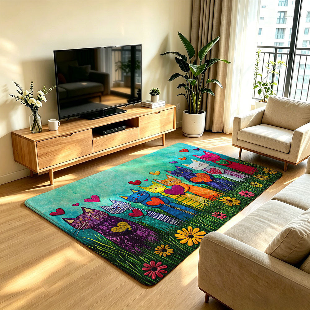 Artistic Cat Print Area Rug | Kelmera