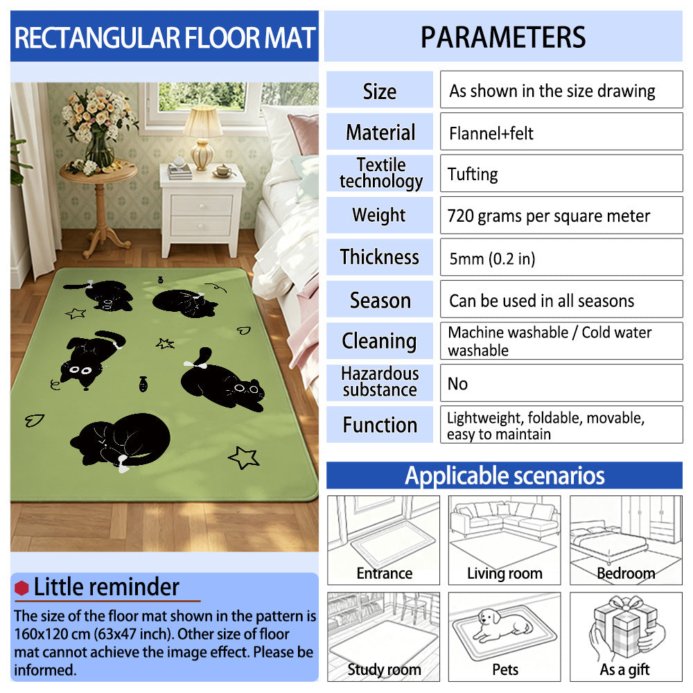 Artistic Cat-Themed Area Rug | Kelmera