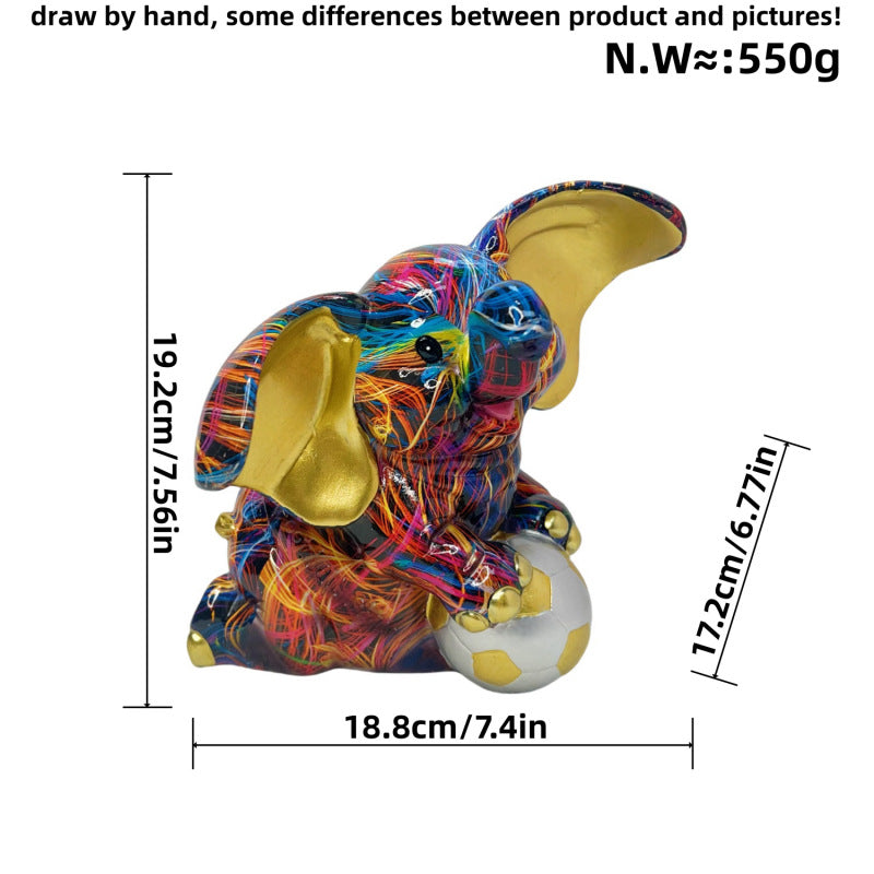 Artistic Elephant Figure with Football Motif | Kelmera