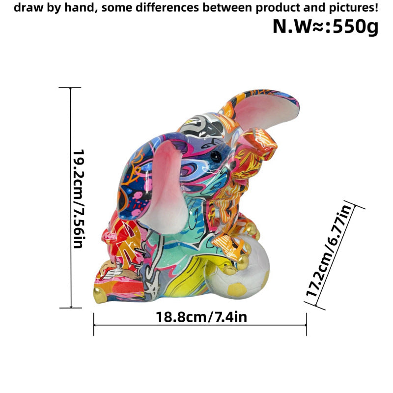 Artistic Elephant Figure with Football Motif | Kelmera