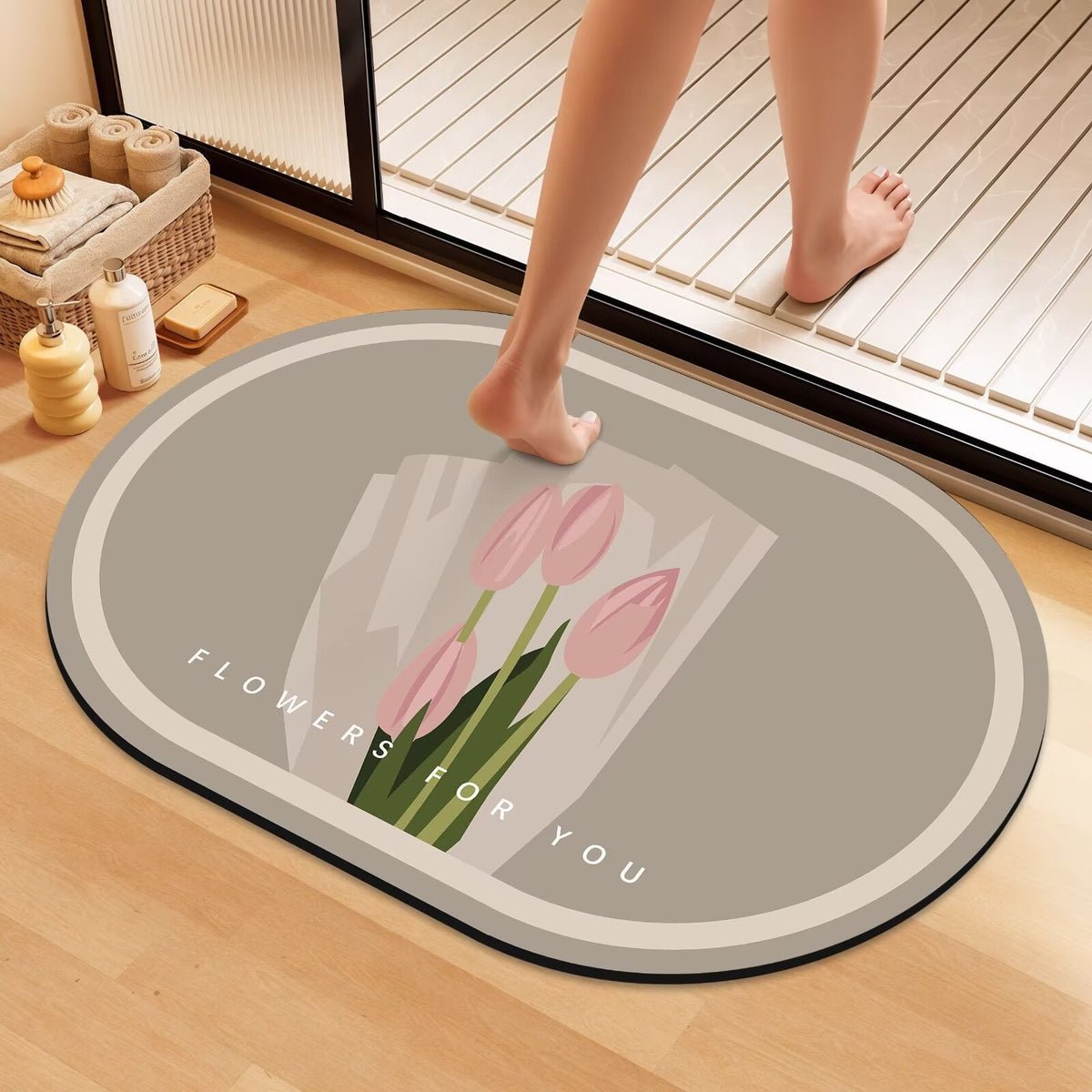 Artistic Floral Bath Mat | Kelmera