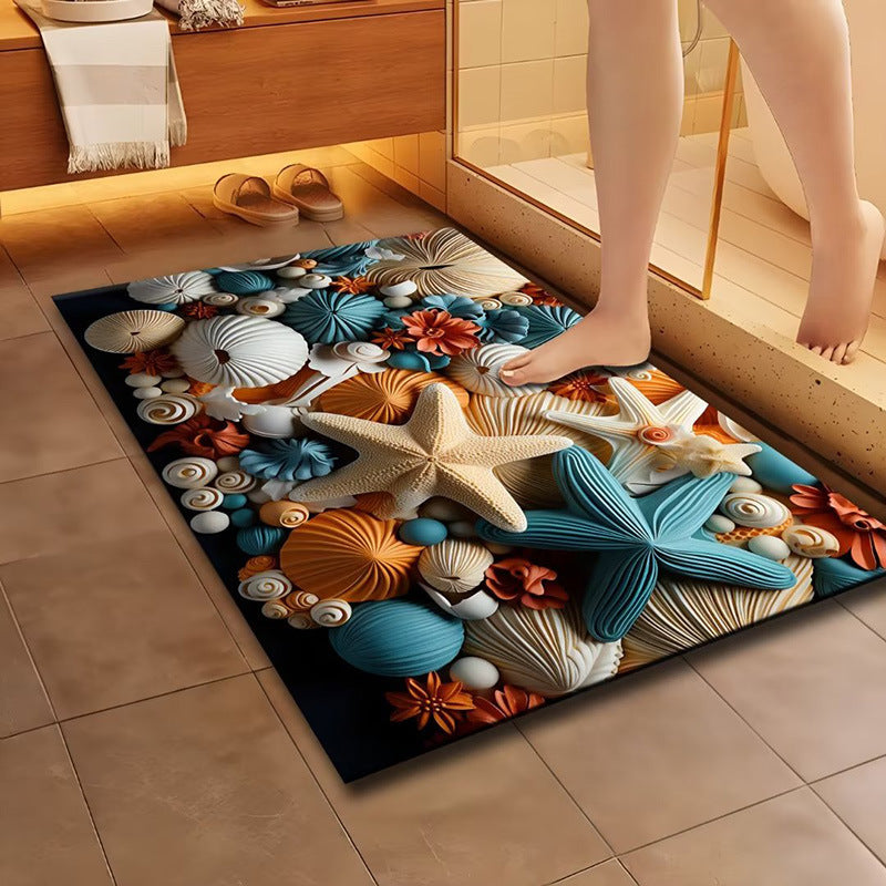 Artistic Floral Design Bath Mat | Kelmera