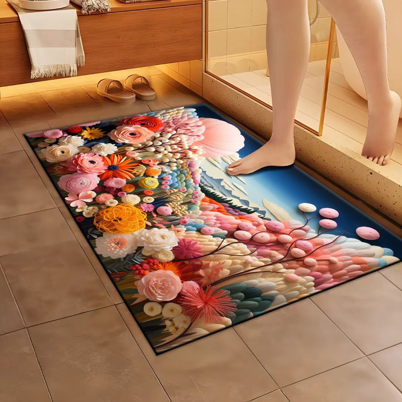 Artistic Floral Design Bath Mat | Kelmera