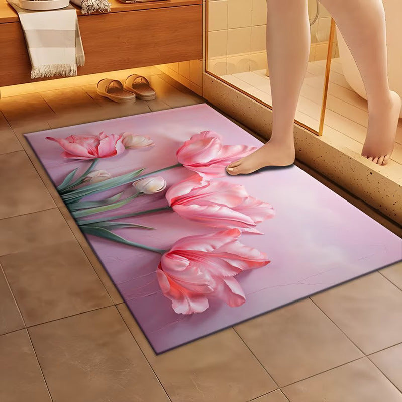 Artistic Floral Design Bath Mat | Kelmera