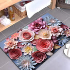 Artistic Floral Design Bath Mat | Kelmera