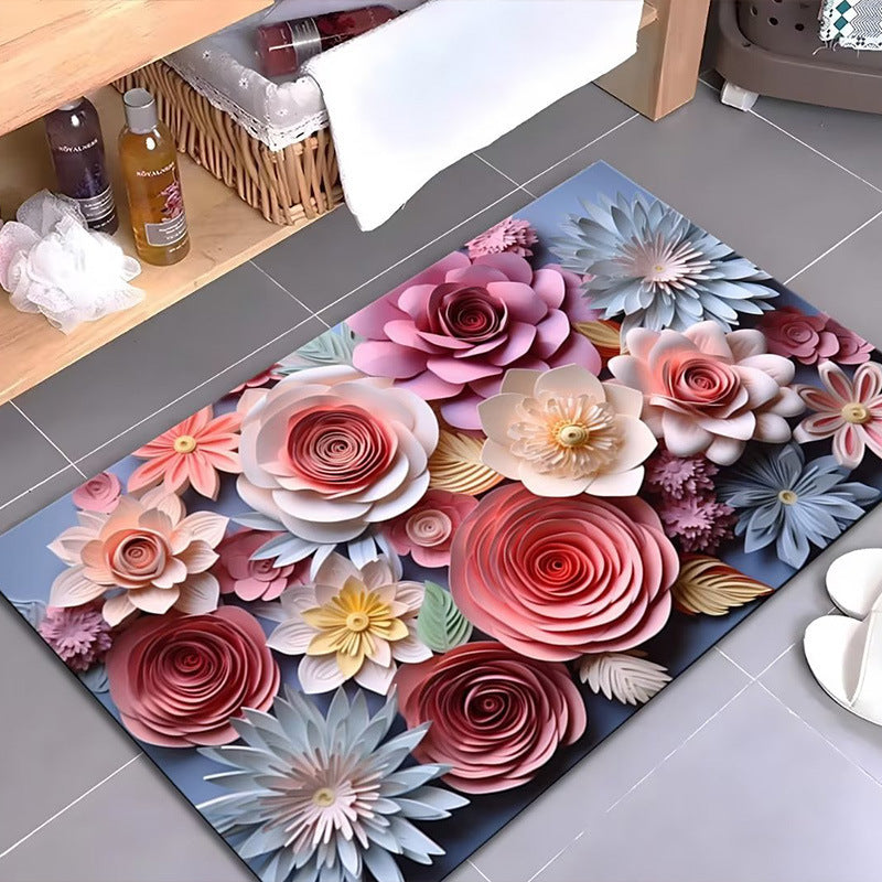 Artistic Floral Design Bath Mat | Kelmera
