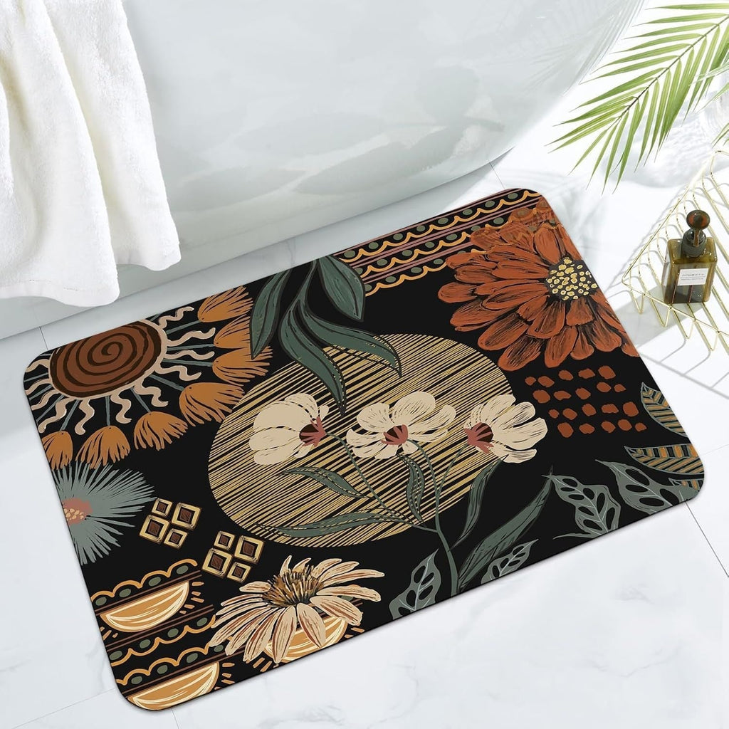 Artistic Floral Print Bathroom Mat | Kelmera