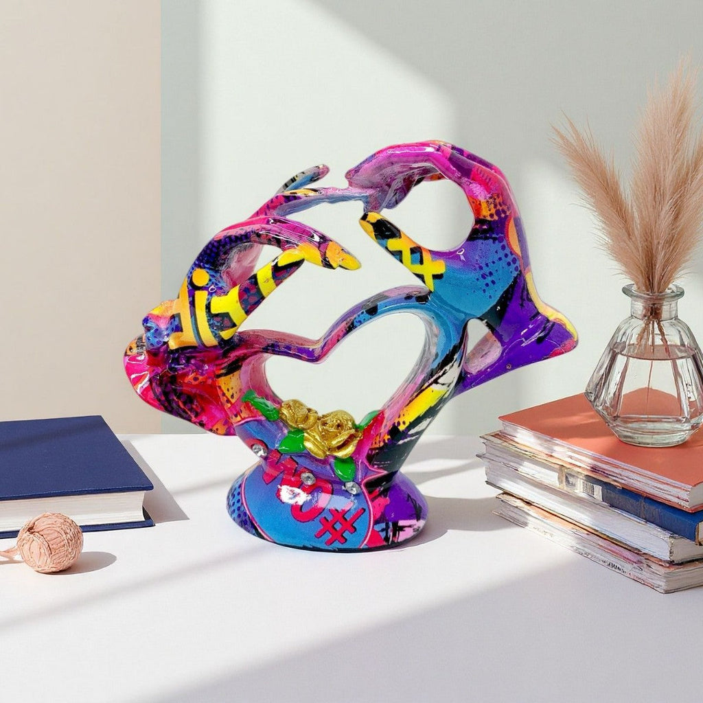 Artistic Heart Sculpture with Detailed Painting | Kelmera