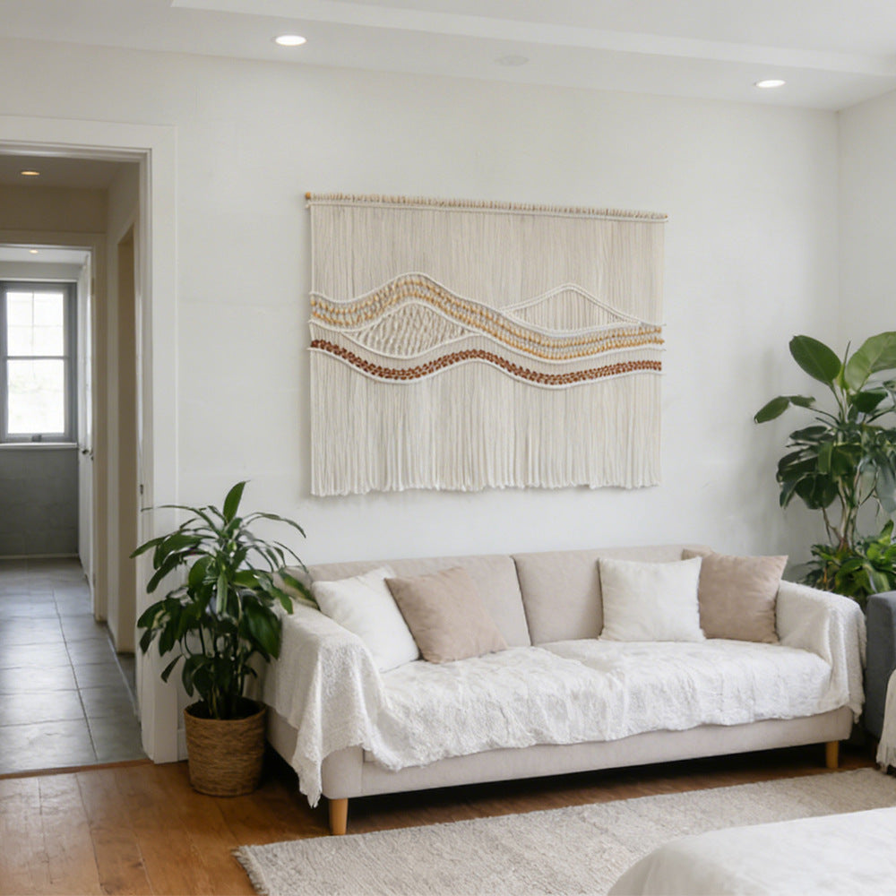 Artistic Macrame Wall Hanging with Elegant Wave Patterns | Kelmera