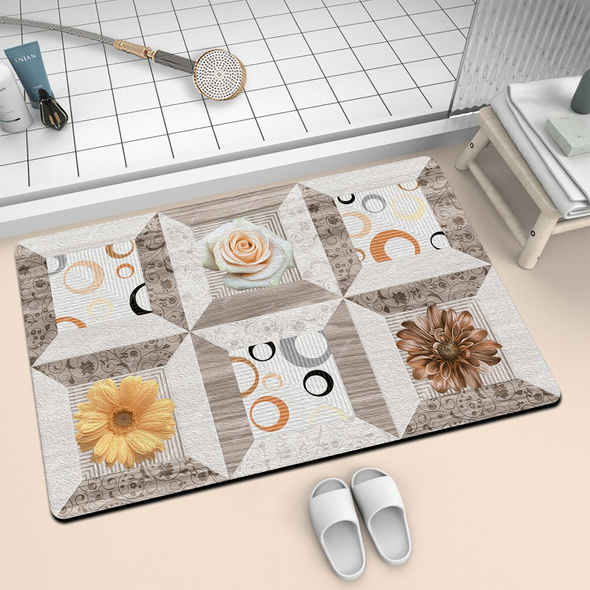 Artistic Mosaic Bath Mat | Kelmera