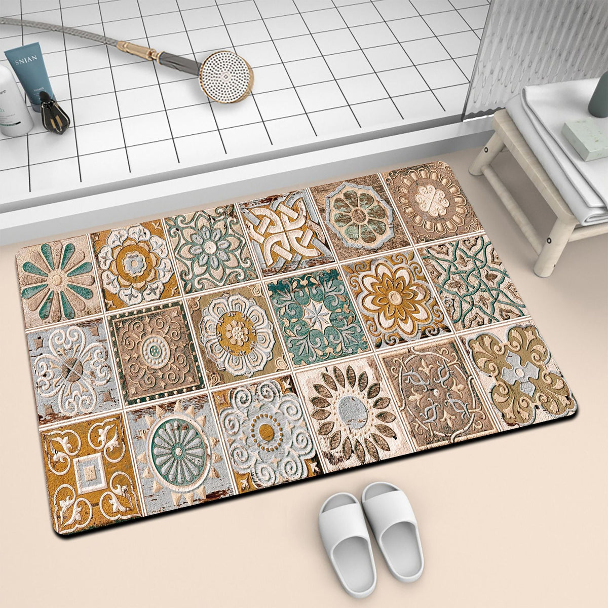 Artistic Mosaic Bath Mat | Kelmera