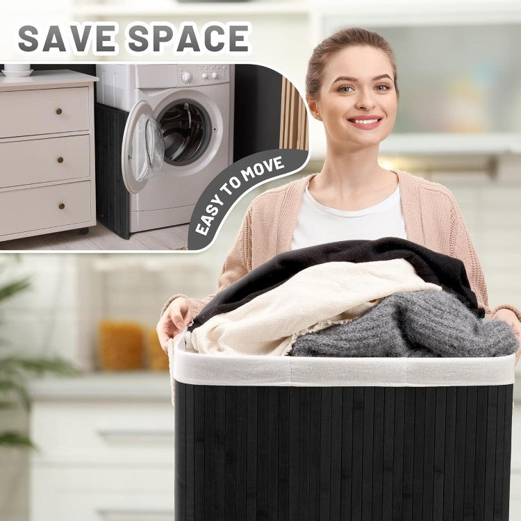 Bamboo Laundry Sorting Bin with Various Compartments | Kelmera