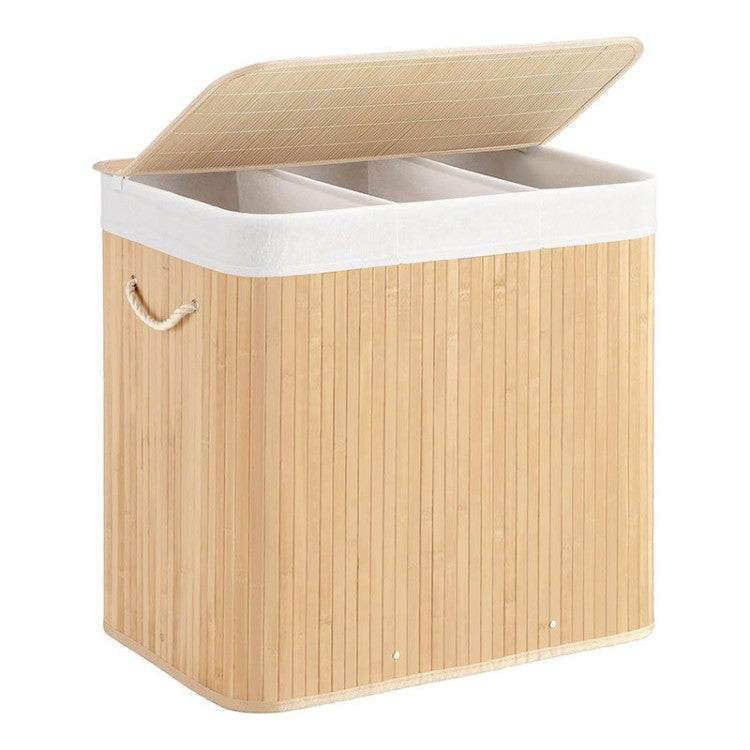 Bamboo Laundry Sorting Bin with Various Compartments | Kelmera