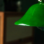 Banker-Style Glass Pendant Light with Brass Socket and Twisted Fabric Cord | Kelmera
