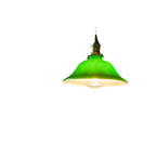 Banker-Style Glass Pendant Light with Brass Socket and Twisted Fabric Cord | Kelmera
