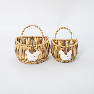 Basket made of Woven Material with Cute Animal Motif | Kelmera