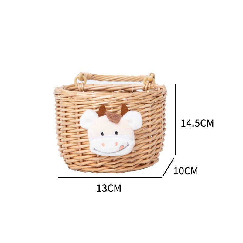 Basket made of Woven Material with Cute Animal Motif | Kelmera