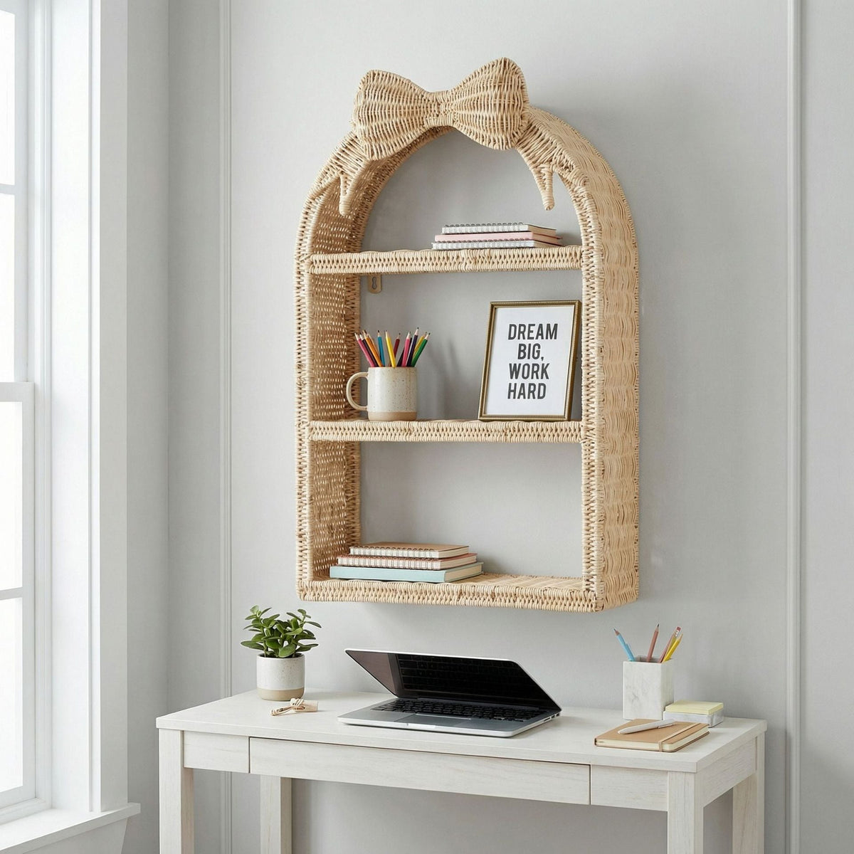Basket Shelf with Bow Motif | Kelmera
