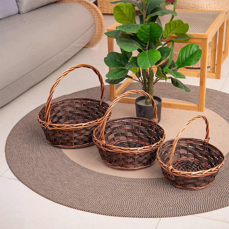 Basket Small Brown Distinctive Decorative Design | Kelmera