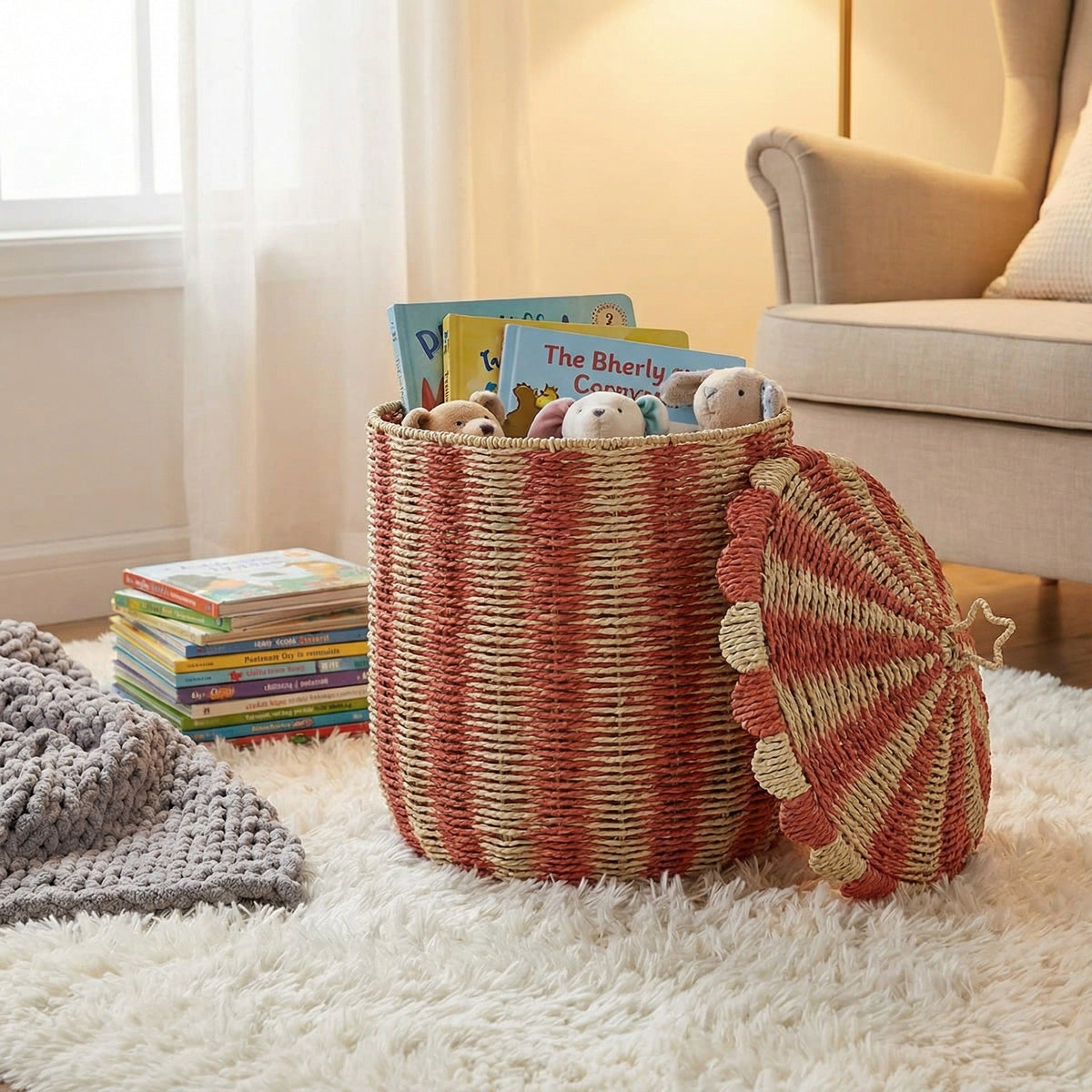 Basket with Lid and Decorative Design | Kelmera