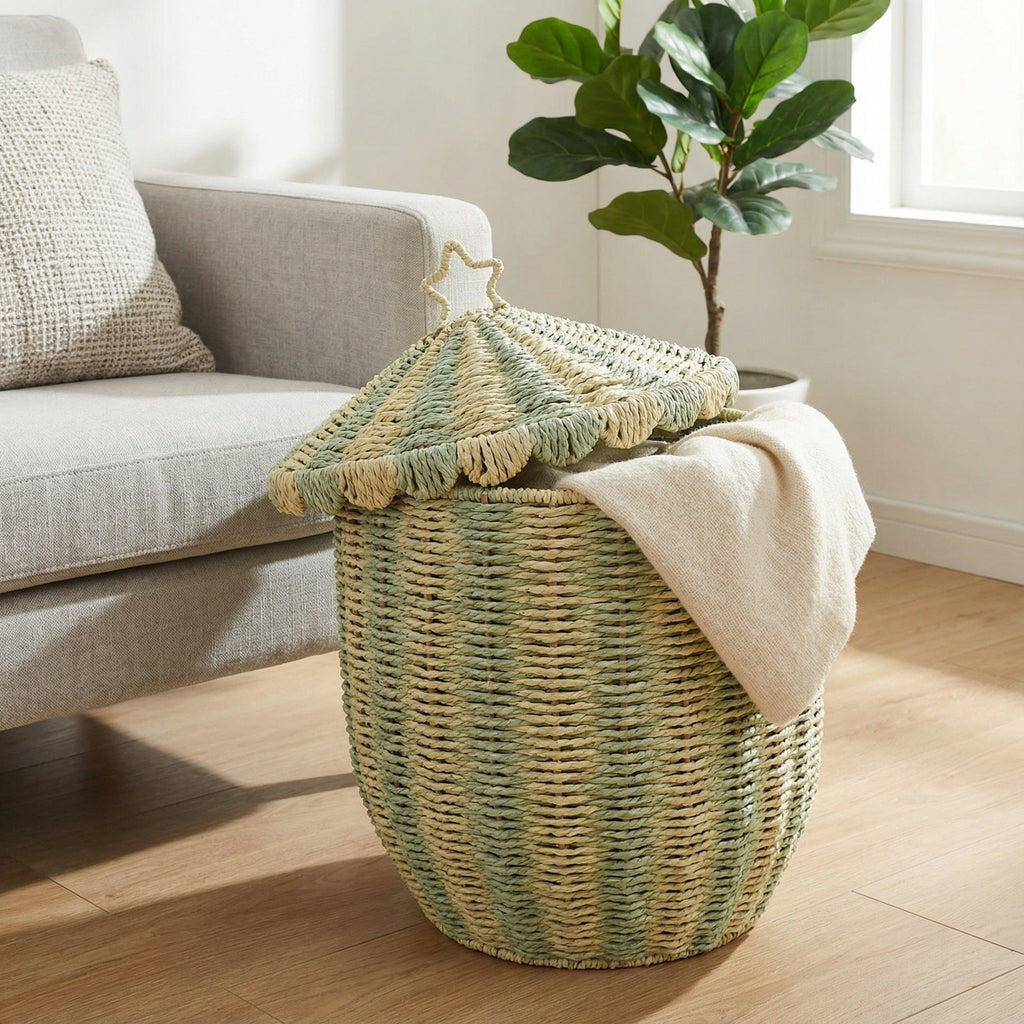 Basket with Lid and Decorative Design | Kelmera