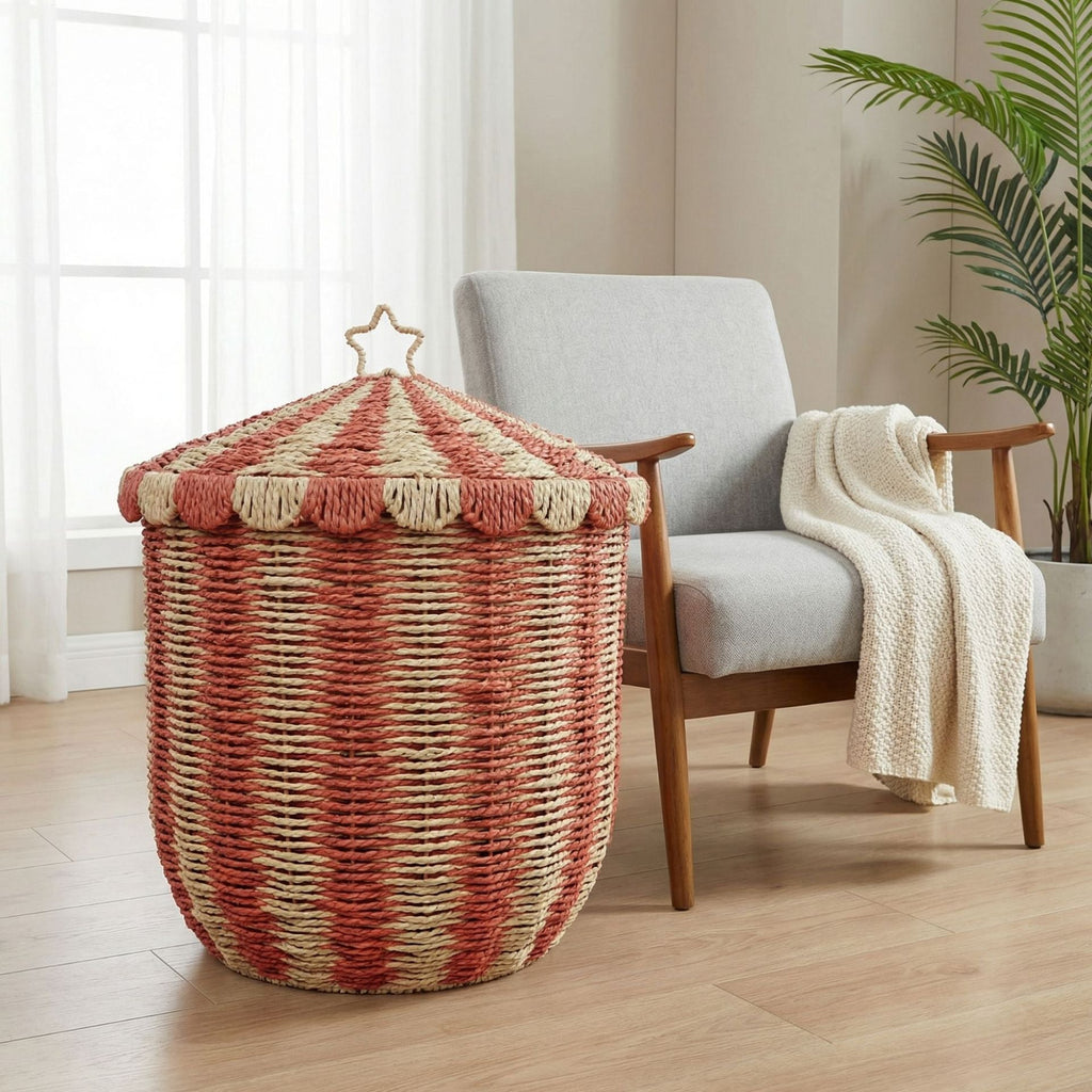 Basket with Lid and Decorative Design | Kelmera