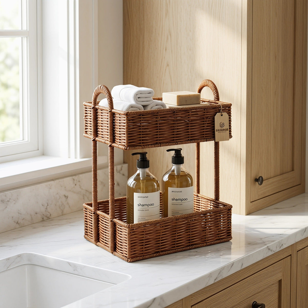 Bathroom Shelf Entirely made of Rattan | Kelmera