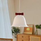 Bell-Shaped Ceramic Pendant Light with Decorative Bow Accent | Kelmera