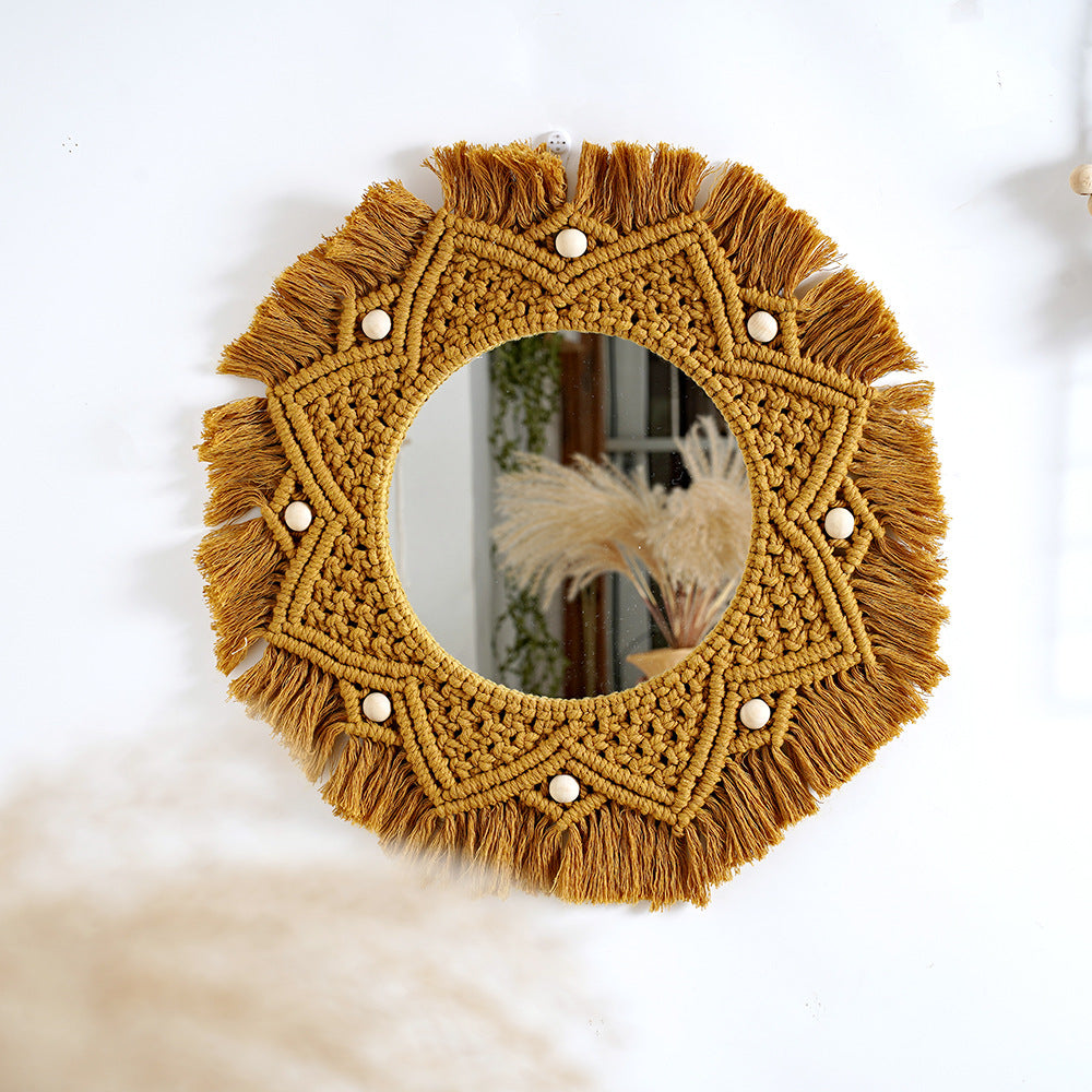 Bohemian Macrame Wall Mirror with Decorative Fringe | Kelmera