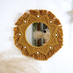 Bohemian Macrame Wall Mirror with Decorative Fringe | Kelmera