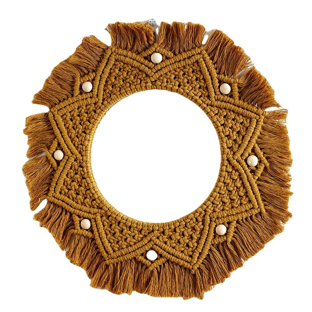 Bohemian Macrame Wall Mirror with Decorative Fringe | Kelmera