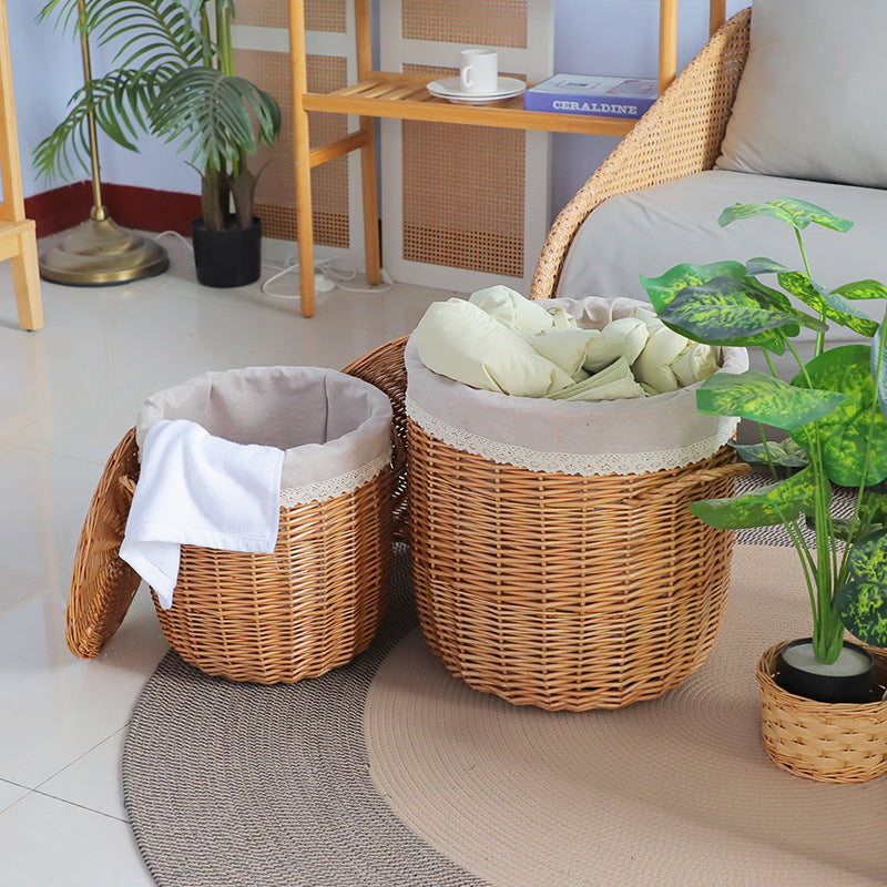 Braided Laundry Basket with Removable Fabric Lid | Kelmera