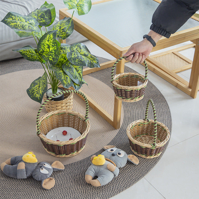Braided Storage Basket with Decorative Cotton Handles | Kelmera