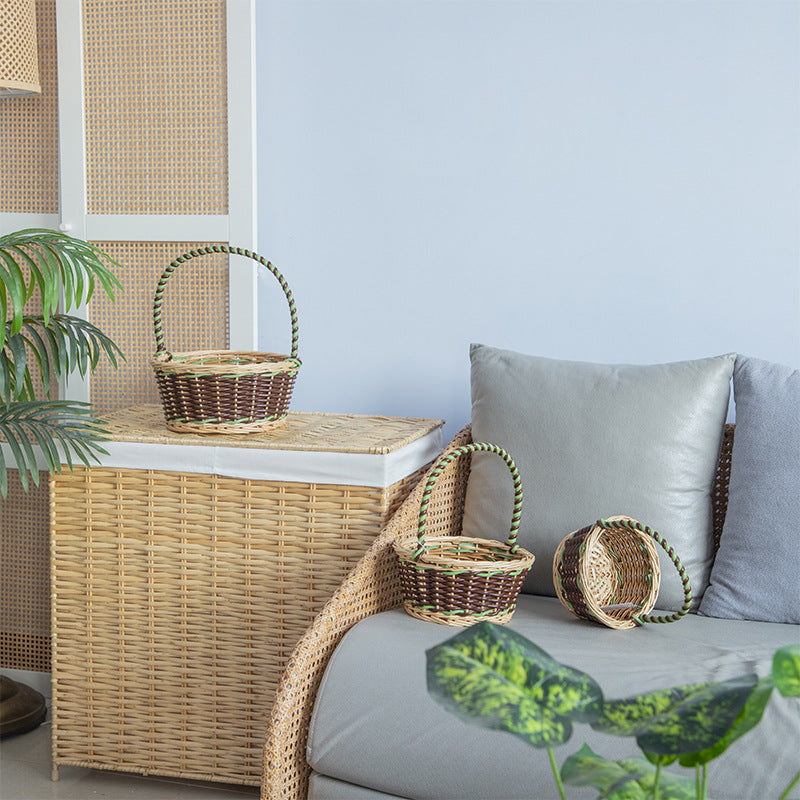 Braided Storage Basket with Decorative Cotton Handles | Kelmera
