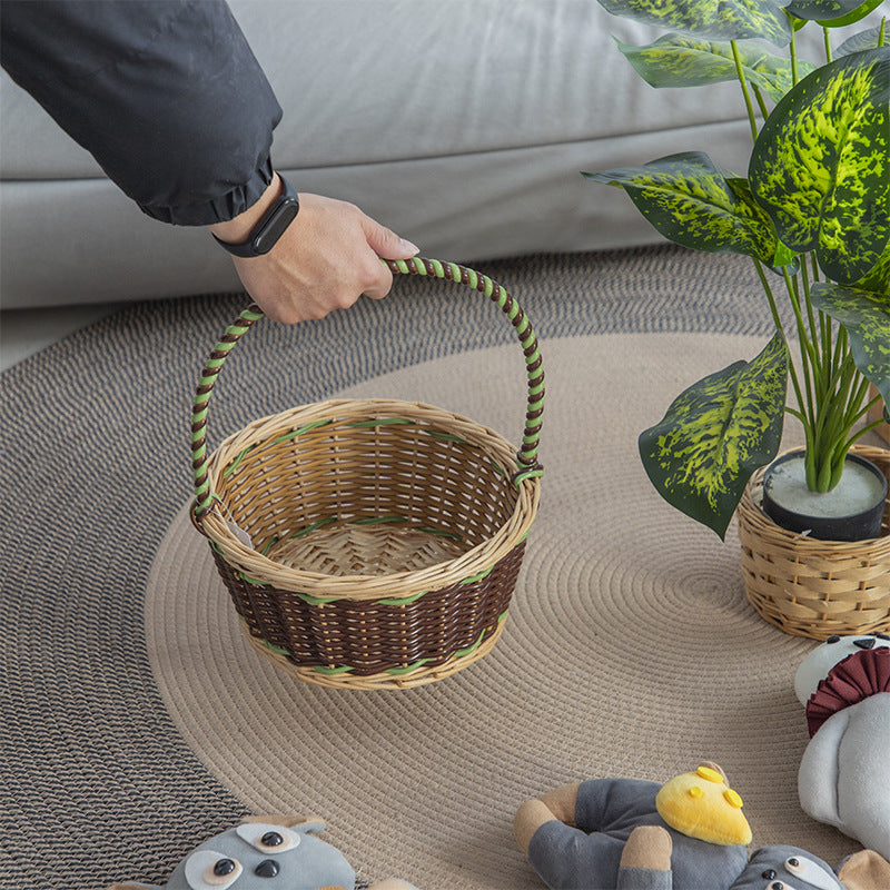 Braided Storage Basket with Decorative Cotton Handles | Kelmera