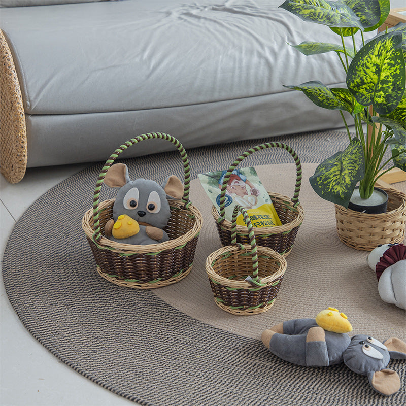 Braided Storage Basket with Decorative Cotton Handles | Kelmera