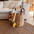Braided Storage Basket with Leather Handles | Kelmera