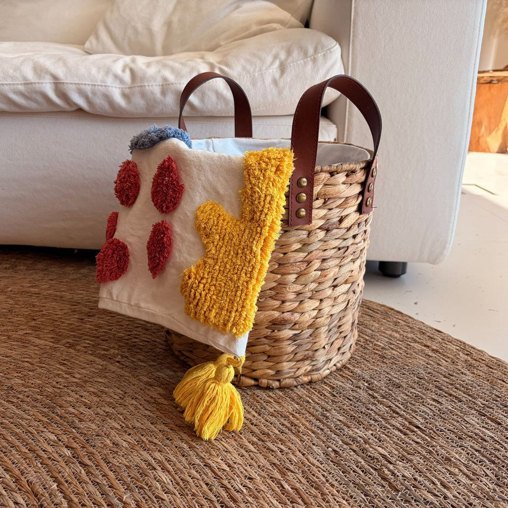 Braided Storage Basket with Leather Handles | Kelmera
