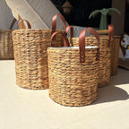 Braided Storage Basket with Leather Handles | Kelmera