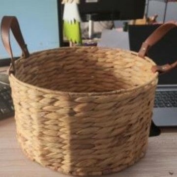 Braided Storage Basket with Leather Handles | Kelmera