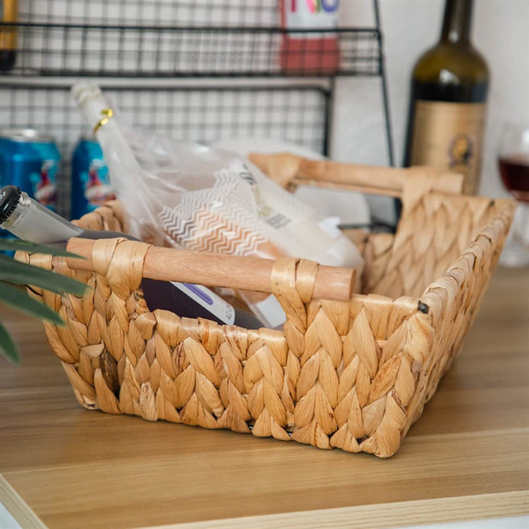 Braided Storage Basket with Wooden Handles | Kelmera